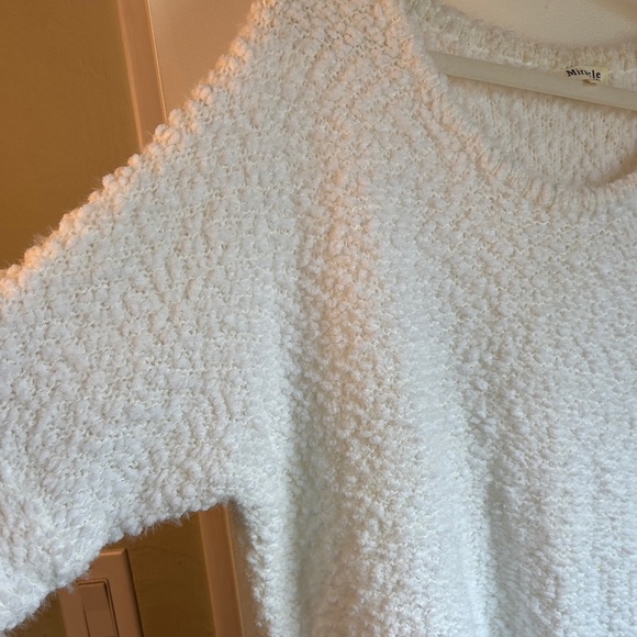 Miracle Sweater Off-White Cream Cropped Boucle Fuzzy Textured Knit M/L - Picture 4 of 7
